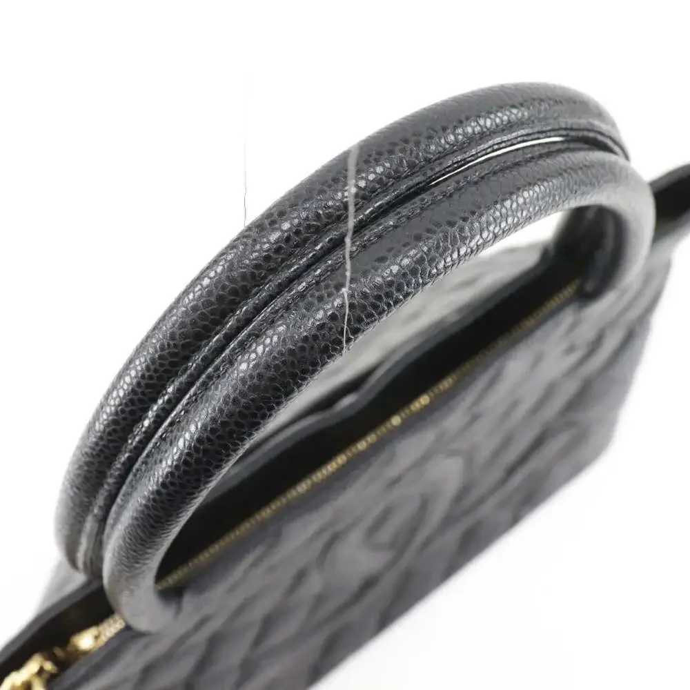 CHANEL Black Caviar Leather Logo Tote Bag
